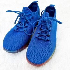 TAXI Affinity Blue Rainbow Sole Sneakers, Slip on, LACED Lauryn 7.5